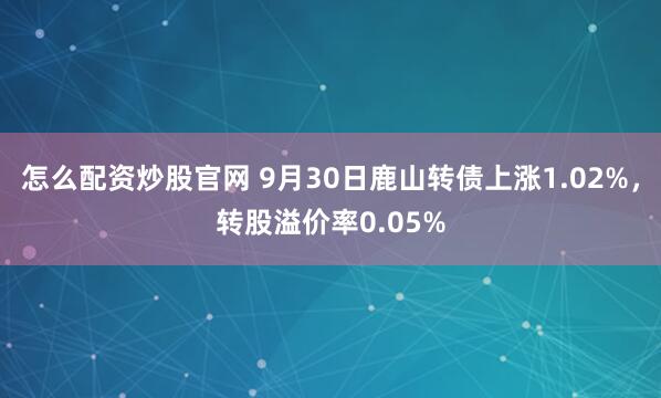 怎么配资炒股官网 9月30日鹿山转债上涨1.02%，转股溢价率0.05%